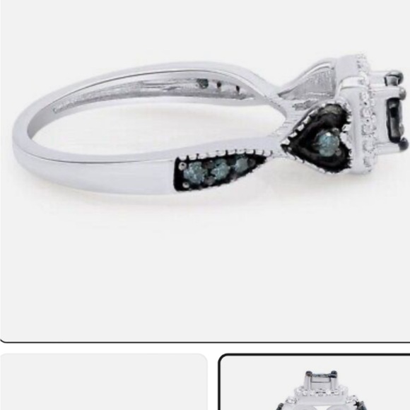 Blue & White Diamond Promise Ring - Picture 12 of 14